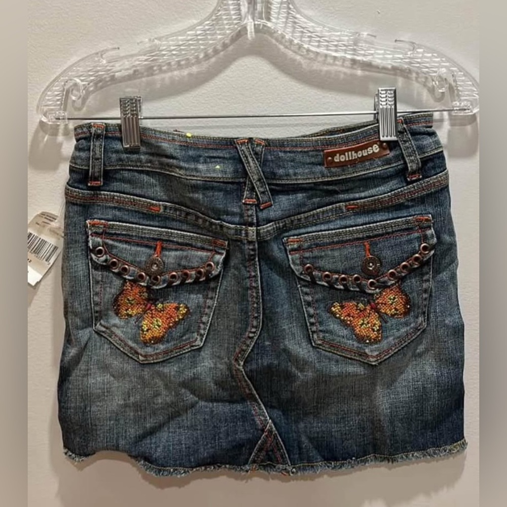 NWT girl junior 12 jean skirt with butterflies